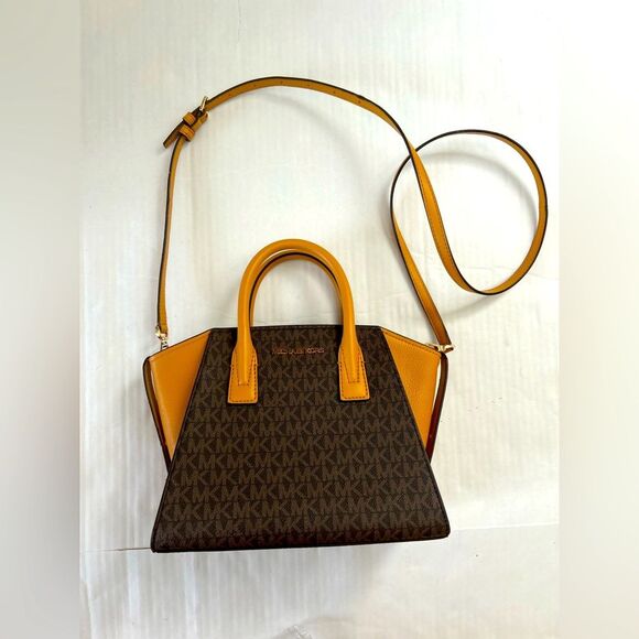 Michael Kors Avril Small Logo Top Zip Satchel Bag - Picture 1 of 16